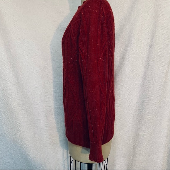 Pure cashmere chunky cable knit dark tomato red. Unisex EUC - Picture 2 of 5
